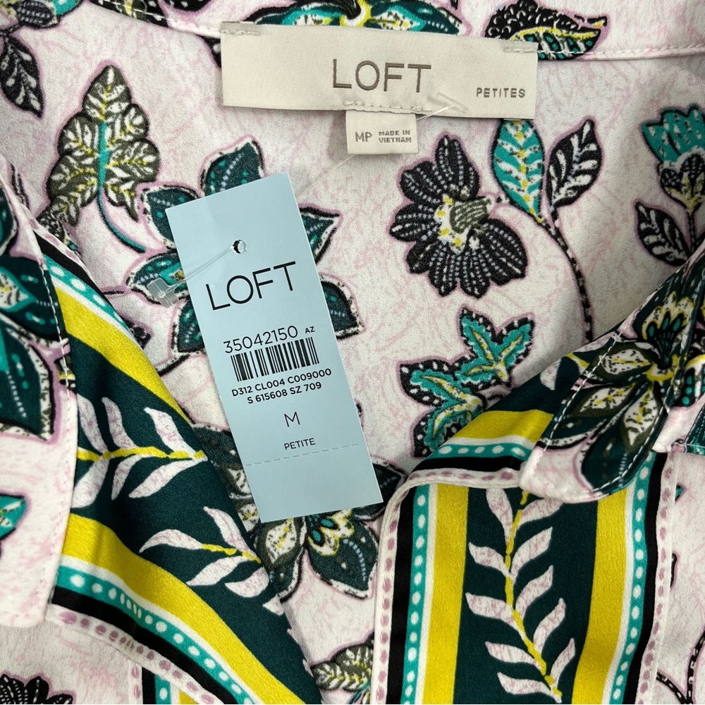 LOFT Floral 3/4 Sleeve Blouse with Front Tie Detail | NWT | MP - Picture 3 of 7